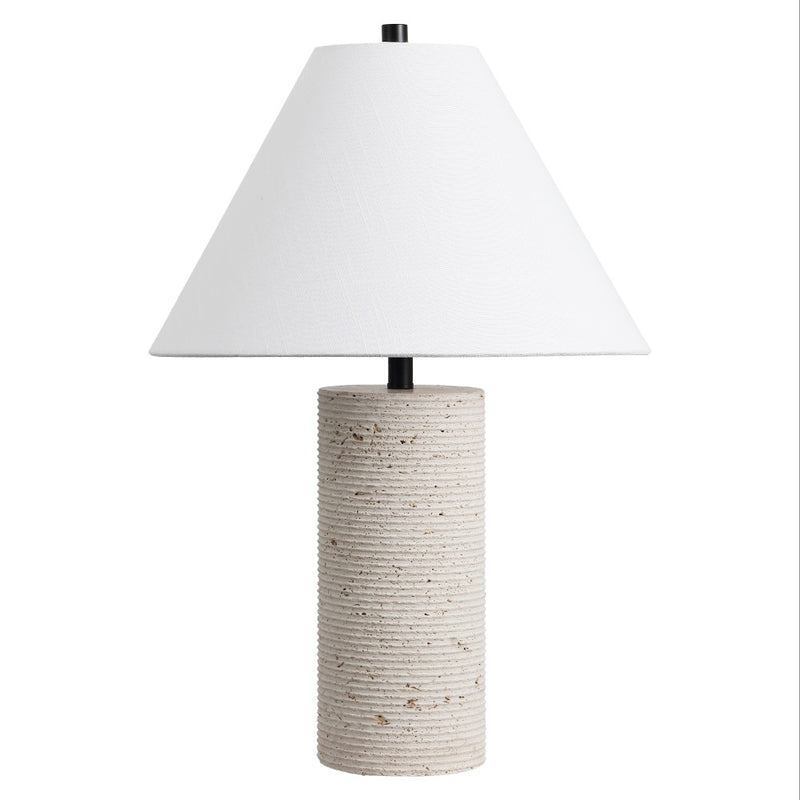 Kelsey 22.50" Modern Minimalist Travertine Column LED Table Lamp