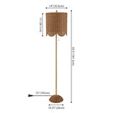 Joel 63.5" Coastal Bohemian Scallop Shade Rattan/Metal LED Floor Lamp with Pull Chain