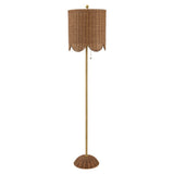 Joel 63.5" Coastal Bohemian Scallop Shade Rattan/Metal LED Floor Lamp with Pull Chain