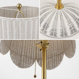 Joel 63.5" Coastal Bohemian Scallop Shade Rattan/Metal LED Floor Lamp with Pull Chain