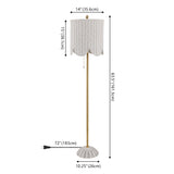 Joel 63.5" Coastal Bohemian Scallop Shade Rattan/Metal LED Floor Lamp with Pull Chain