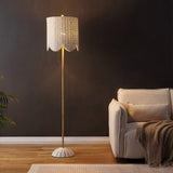 Joel 63.5" Coastal Bohemian Scallop Shade Rattan/Metal LED Floor Lamp with Pull Chain