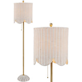 Joel 63.5" Coastal Bohemian Scallop Shade Rattan/Metal LED Floor Lamp with Pull Chain
