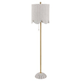 Joel 63.5" Coastal Bohemian Scallop Shade Rattan/Metal LED Floor Lamp with Pull Chain