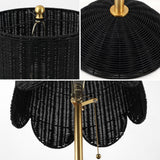 Joel 63.5" Coastal Bohemian Scallop Shade Rattan/Metal LED Floor Lamp with Pull Chain