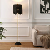 Joel 63.5" Coastal Bohemian Scallop Shade Rattan/Metal LED Floor Lamp with Pull Chain