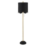 Joel 63.5" Coastal Bohemian Scallop Shade Rattan/Metal LED Floor Lamp with Pull Chain