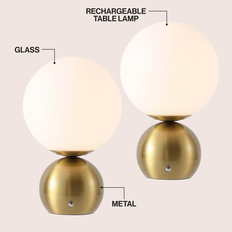 Fatima 9.5 in. Modern Minimalist Metal Rechargeable Integrated Dimmable LED Table Lamp with Touch Sensor