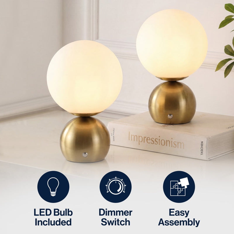 Fatima 9.5 in. Modern Minimalist Metal Rechargeable Integrated Dimmable LED Table Lamp with Touch Sensor