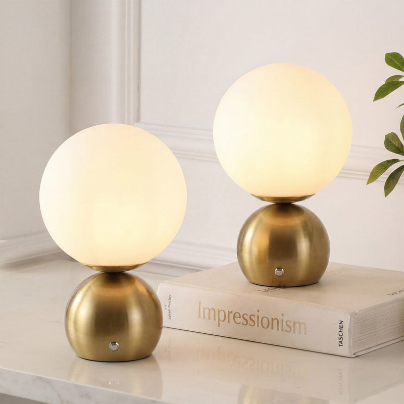 Fatima 9.5 in. Modern Minimalist Metal Rechargeable Integrated Dimmable LED Table Lamp with Touch Sensor