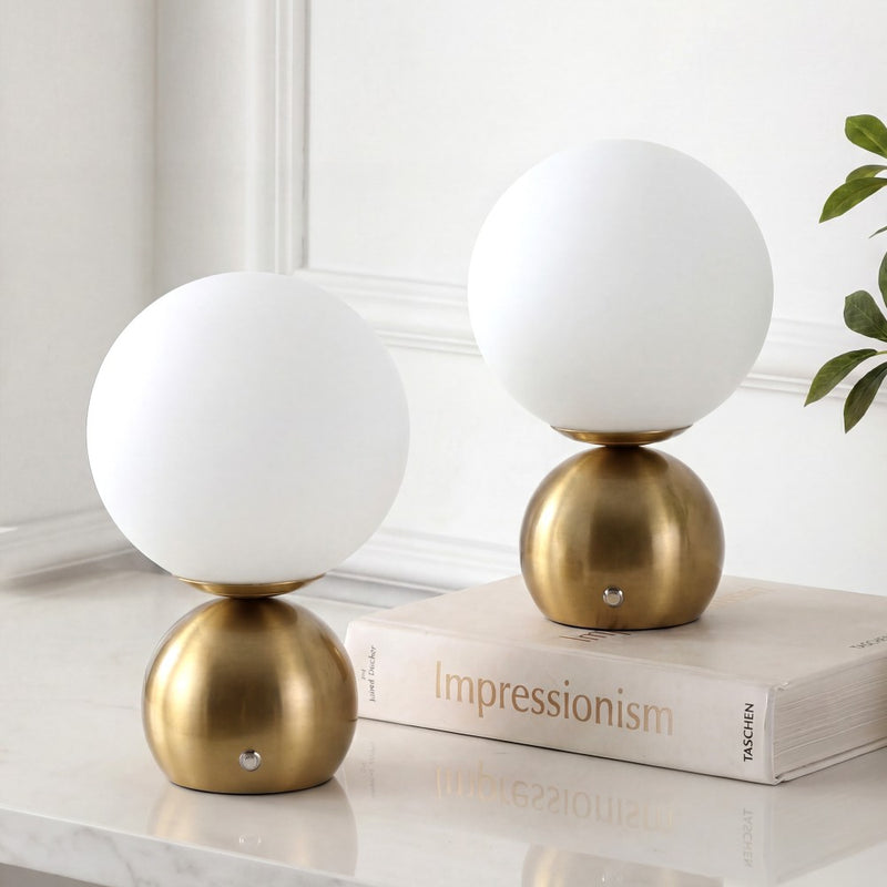 Fatima 9.5 in. Modern Minimalist Metal Rechargeable Integrated Dimmable LED Table Lamp with Touch Sensor