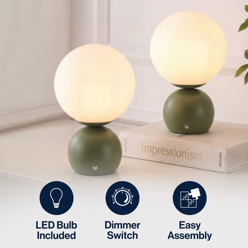 Fatima 9.5 in. Modern Minimalist Metal Rechargeable Integrated Dimmable LED Table Lamp with Touch Sensor
