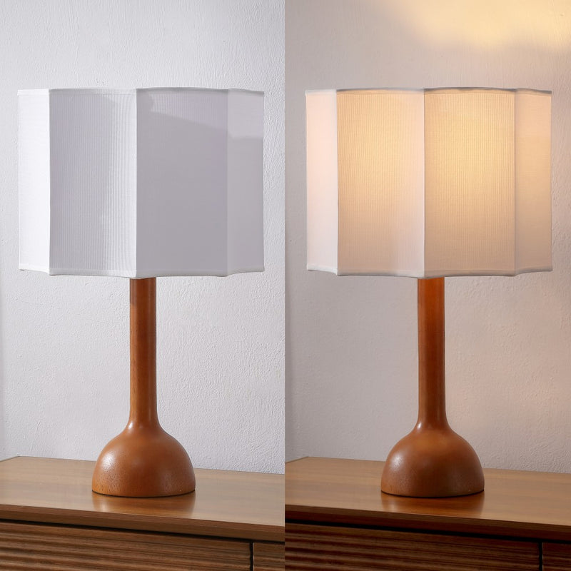 Lisbet 21" Mid-Century Modern Tubular Gourd Resin LED Table Lamp with Octagonal Shade