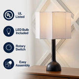Lisbet 21" Mid-Century Modern Tubular Gourd Resin LED Table Lamp with Octagonal Shade