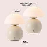 Kanya 7.3 in. Modern Minimalist Metal and Glass Rechargeable Integrated Touch Sensor Dimmable LED Table Lamp