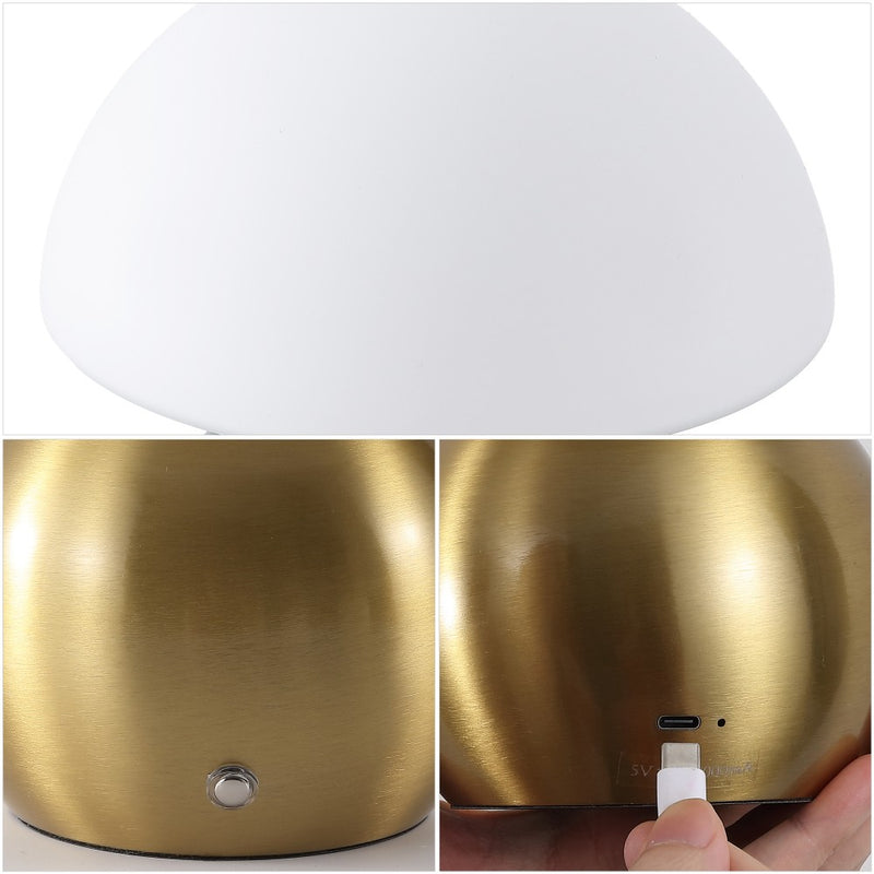 Kanya 7.3 in. Modern Minimalist Metal and Glass Rechargeable Integrated Touch Sensor Dimmable LED Table Lamp