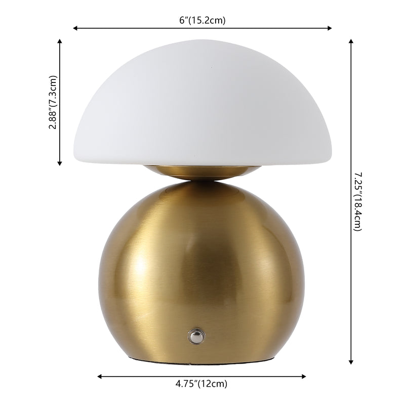 Kanya 7.3 in. Modern Minimalist Metal and Glass Rechargeable Integrated Touch Sensor Dimmable LED Table Lamp