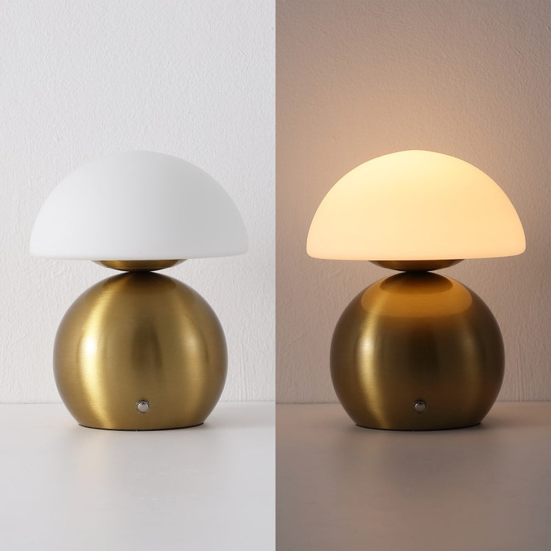 Kanya 7.3 in. Modern Minimalist Metal and Glass Rechargeable Integrated Touch Sensor Dimmable LED Table Lamp