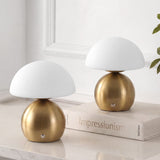 Kanya 7.3 in. Modern Minimalist Metal and Glass Rechargeable Integrated Touch Sensor Dimmable LED Table Lamp