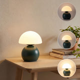 Kanya 7.3 in. Modern Minimalist Metal and Glass Rechargeable Integrated Touch Sensor Dimmable LED Table Lamp