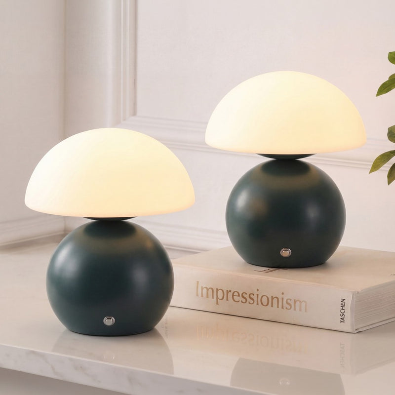 Kanya 7.3 in. Modern Minimalist Metal and Glass Rechargeable Integrated Touch Sensor Dimmable LED Table Lamp
