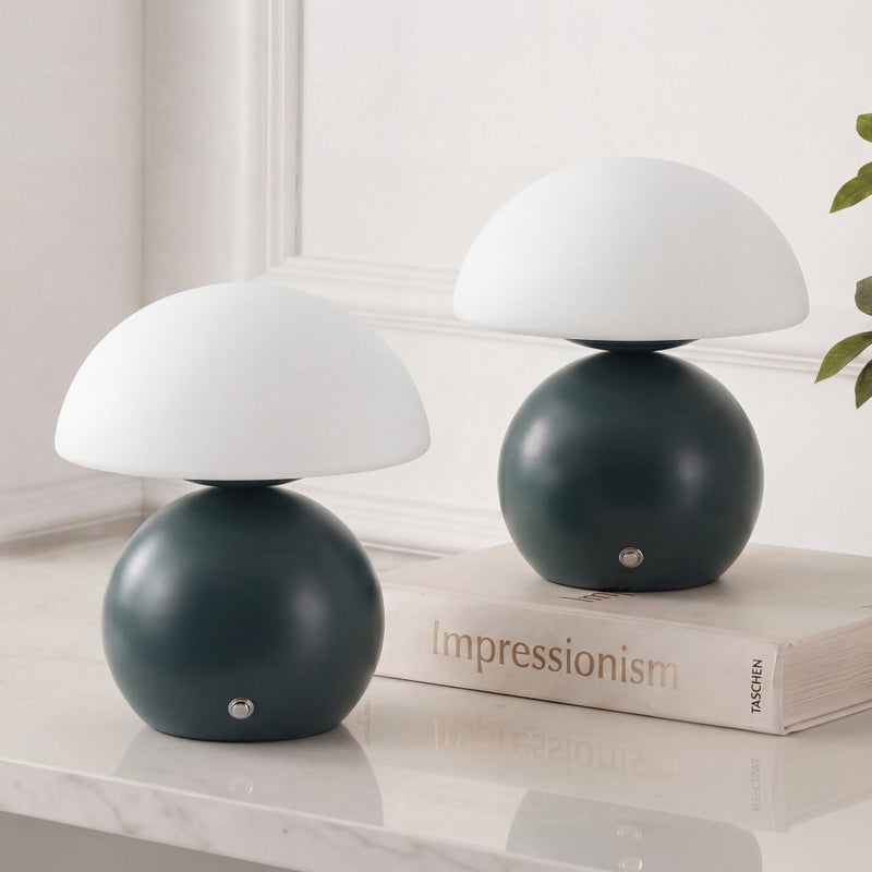 Kanya 7.3 in. Modern Minimalist Metal and Glass Rechargeable Integrated Touch Sensor Dimmable LED Table Lamp