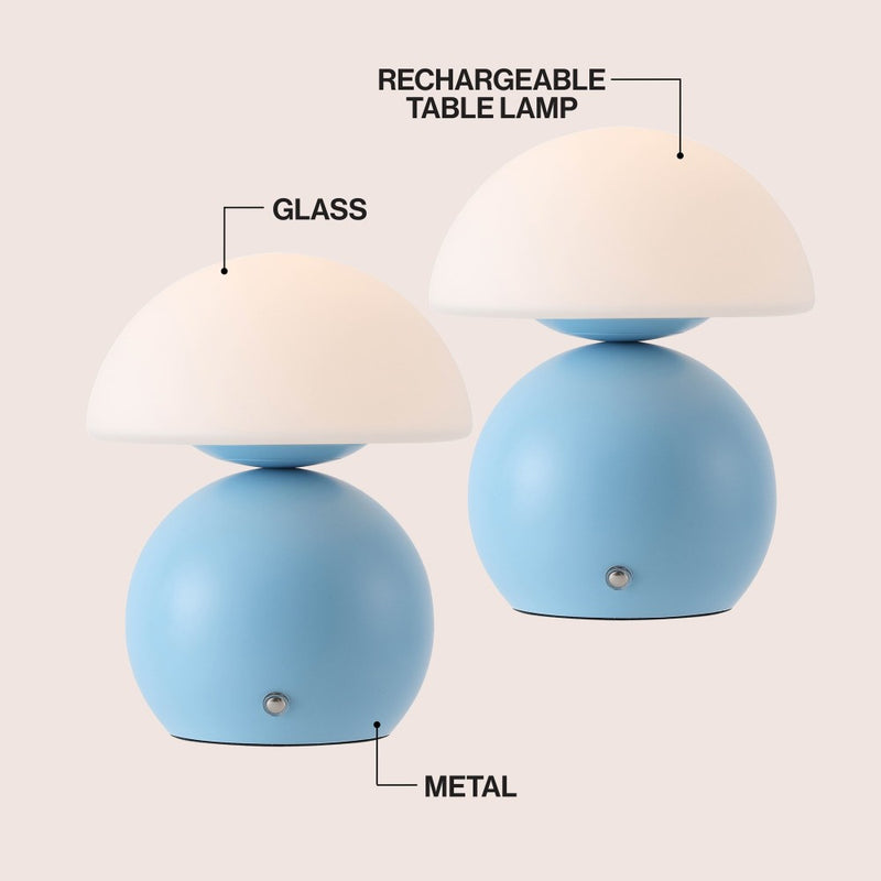 Kanya 7.3 in. Modern Minimalist Metal and Glass Rechargeable Integrated Touch Sensor Dimmable LED Table Lamp