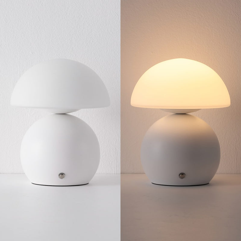 Kanya 7.3 in. Modern Minimalist Metal and Glass Rechargeable Integrated Touch Sensor Dimmable LED Table Lamp