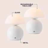 Kanya 7.3 in. Modern Minimalist Metal and Glass Rechargeable Integrated Touch Sensor Dimmable LED Table Lamp