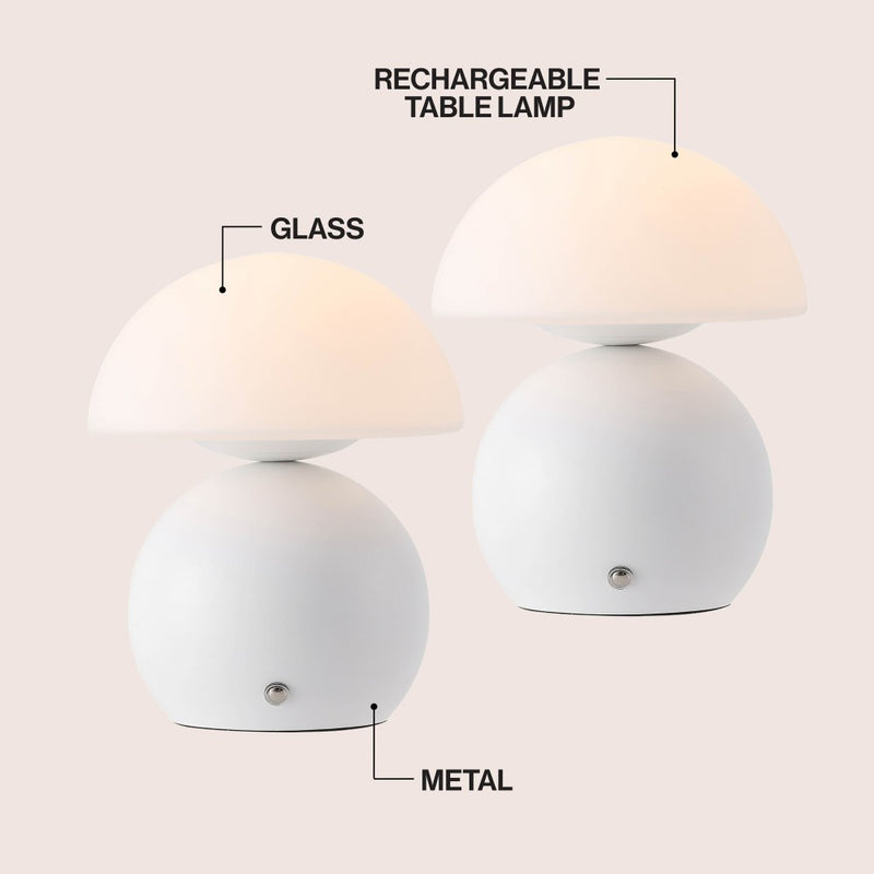 Kanya 7.3 in. Modern Minimalist Metal and Glass Rechargeable Integrated Touch Sensor Dimmable LED Table Lamp