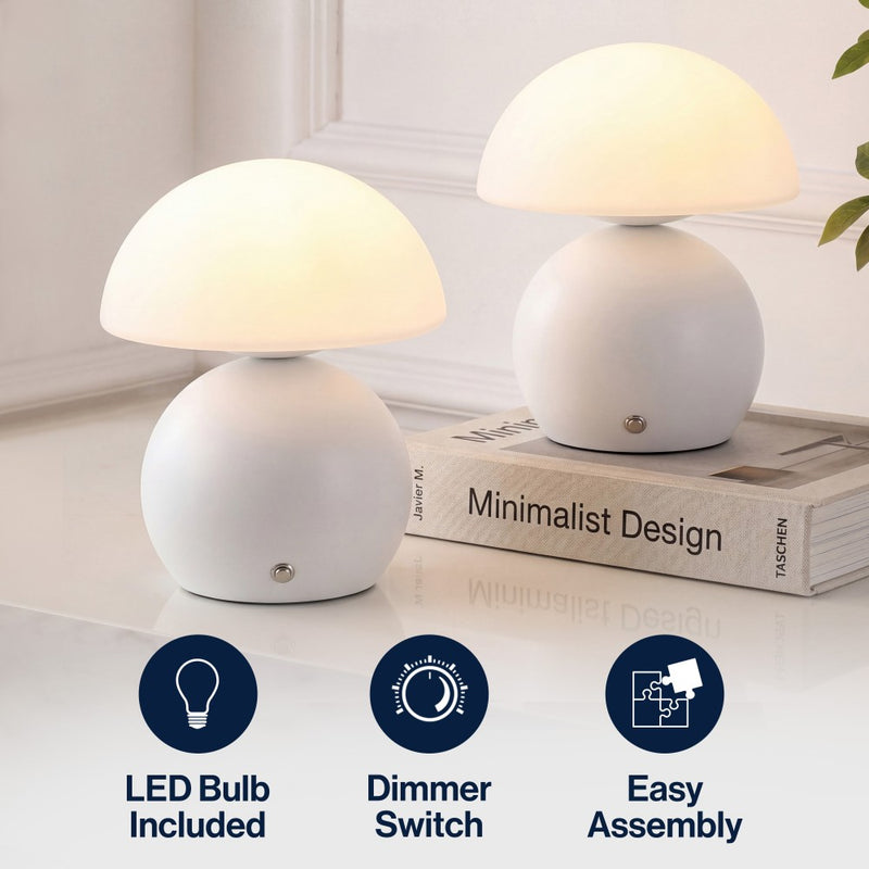 Kanya 7.3 in. Modern Minimalist Metal and Glass Rechargeable Integrated Touch Sensor Dimmable LED Table Lamp