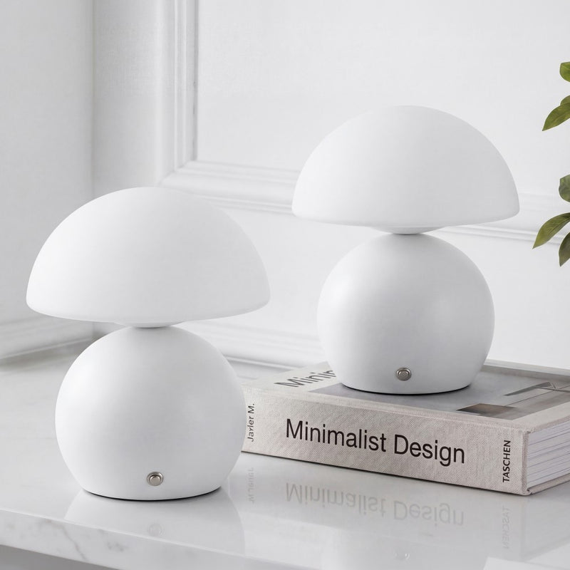 Kanya 7.3 in. Modern Minimalist Metal and Glass Rechargeable Integrated Touch Sensor Dimmable LED Table Lamp