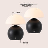 Kanya 7.3 in. Modern Minimalist Metal and Glass Rechargeable Integrated Touch Sensor Dimmable LED Table Lamp