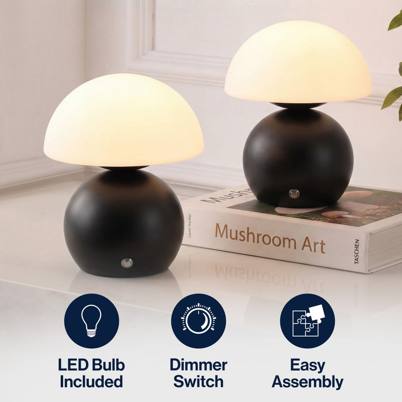 Kanya 7.3 in. Modern Minimalist Metal and Glass Rechargeable Integrated Touch Sensor Dimmable LED Table Lamp