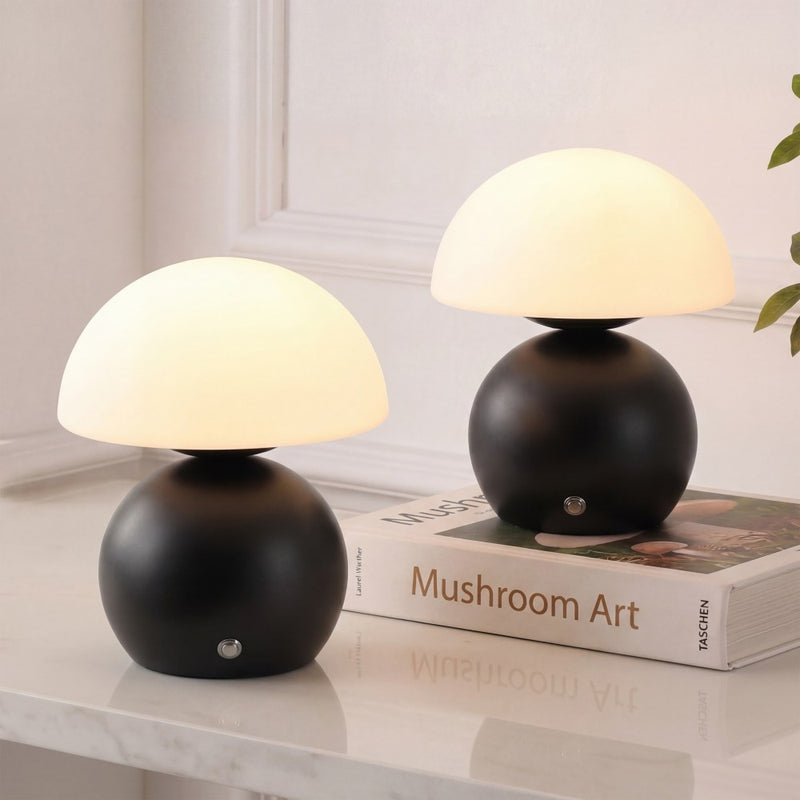 Kanya 7.3 in. Modern Minimalist Metal and Glass Rechargeable Integrated Touch Sensor Dimmable LED Table Lamp