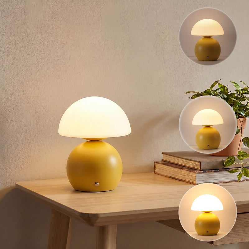 Kanya 7.3 in. Modern Minimalist Metal and Glass Rechargeable Integrated Touch Sensor Dimmable LED Table Lamp