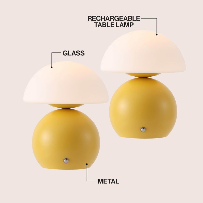 Kanya 7.3 in. Modern Minimalist Metal and Glass Rechargeable Integrated Touch Sensor Dimmable LED Table Lamp