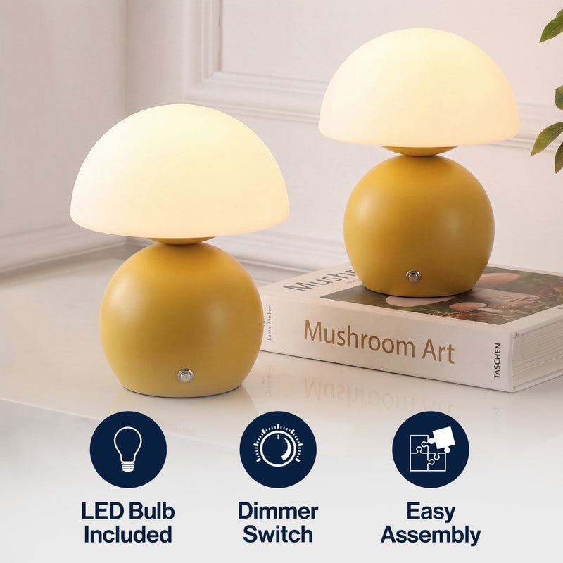 Kanya 7.3 in. Modern Minimalist Metal and Glass Rechargeable Integrated Touch Sensor Dimmable LED Table Lamp