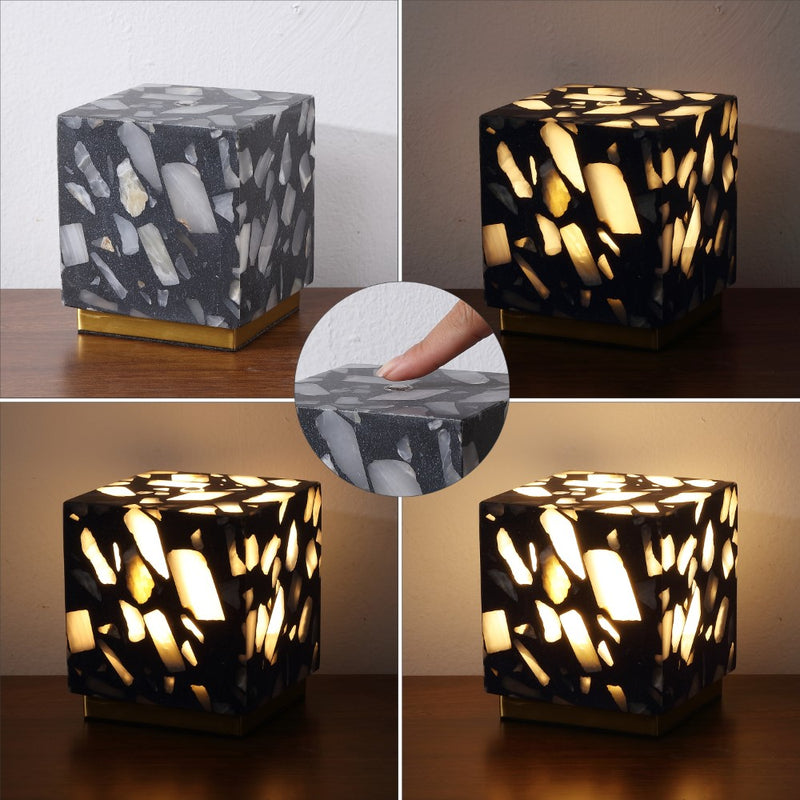 Lara 4.63" Modern Glam Terrazzo Rechargeable/Cordless Dimmable Integrated LED Mini Table Lamp with Touch Sensor Set 2