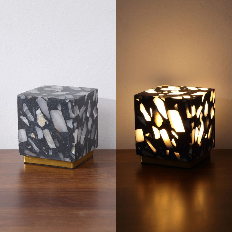 Lara 4.63" Modern Glam Terrazzo Rechargeable/Cordless Dimmable Integrated LED Mini Table Lamp with Touch Sensor Set 2