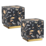 Lara 4.63" Modern Glam Terrazzo Rechargeable/Cordless Dimmable Integrated LED Mini Table Lamp with Touch Sensor Set 2