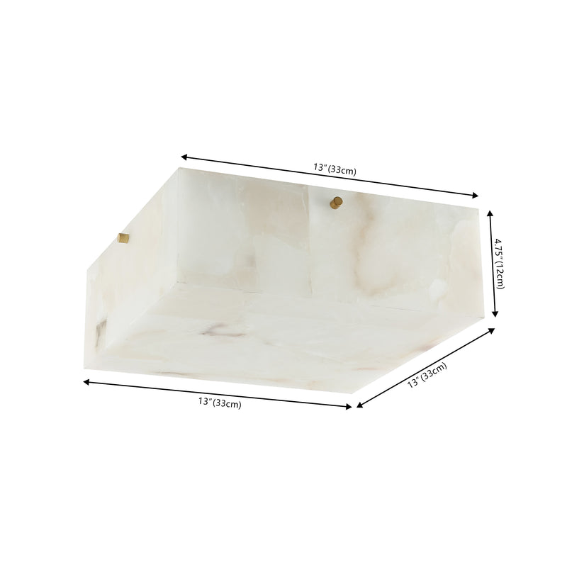 Giulia 13" 2-Light Modern Contemporary Alabaster/Iron Square LED Flush Mount