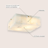 Giulia 13" 2-Light Modern Contemporary Alabaster/Iron Square LED Flush Mount