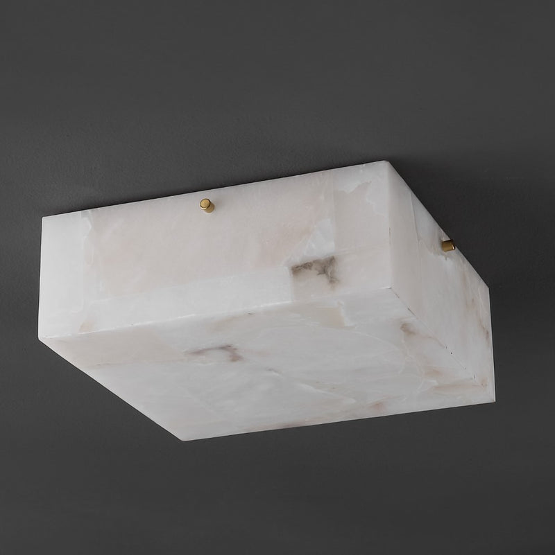 Giulia 13" 2-Light Modern Contemporary Alabaster/Iron Square LED Flush Mount