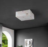 Giulia 13" 2-Light Modern Contemporary Alabaster/Iron Square LED Flush Mount