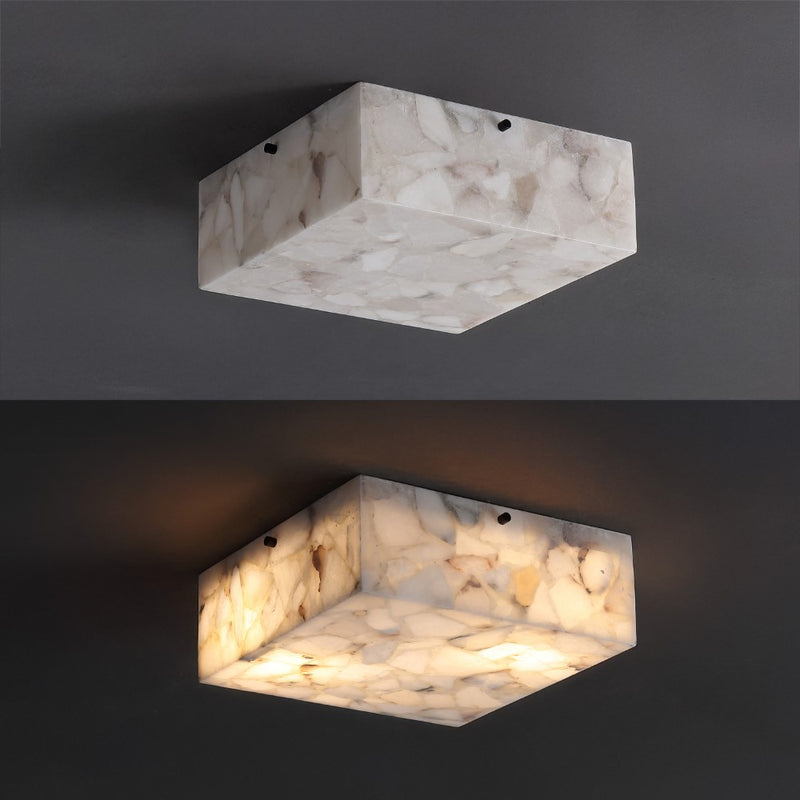 Giulia 13" 2-Light Modern Contemporary Alabaster/Iron Square LED Flush Mount
