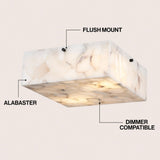 Giulia 13" 2-Light Modern Contemporary Alabaster/Iron Square LED Flush Mount