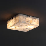 Giulia 13" 2-Light Modern Contemporary Alabaster/Iron Square LED Flush Mount