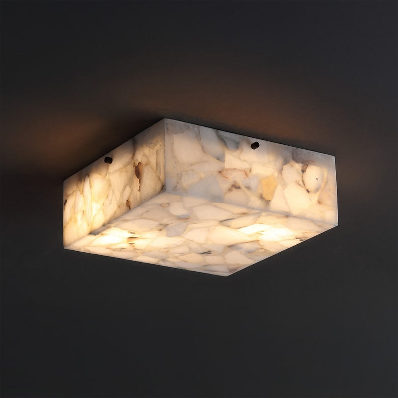 Giulia 13" 2-Light Modern Contemporary Alabaster/Iron Square LED Flush Mount