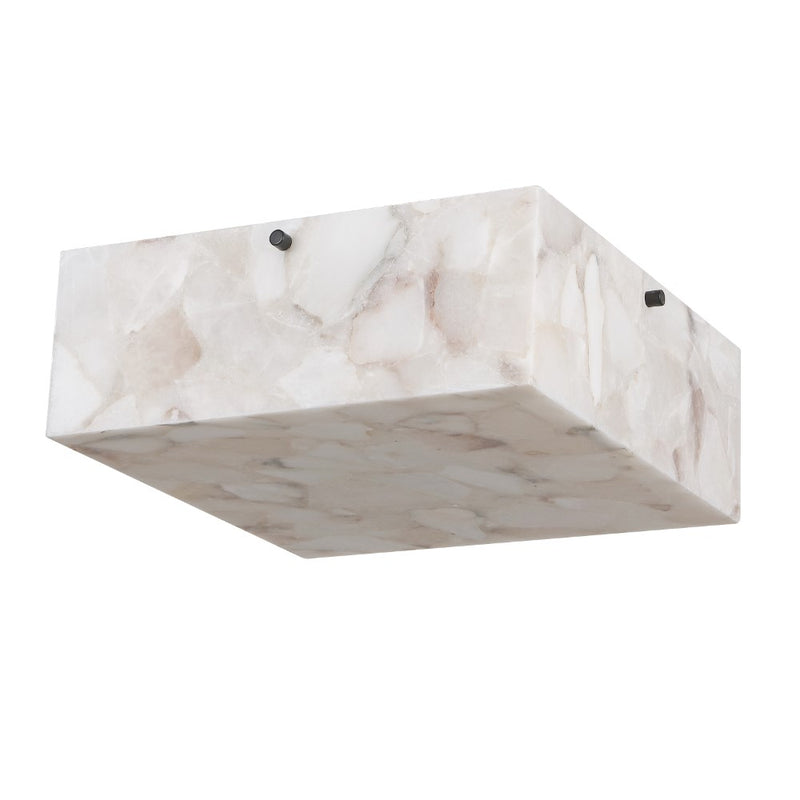 Giulia 13" 2-Light Modern Contemporary Alabaster/Iron Square LED Flush Mount
